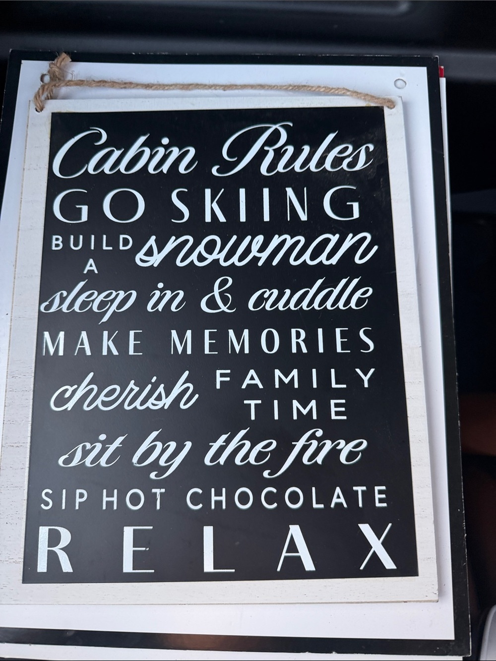 Cabin Rules Winter Wood Sign Rustic Decor